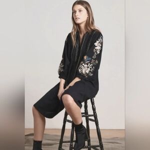 VELVET by Graham & Spencer Floral Embroidered Linen Blend Dress Size XS nwt!